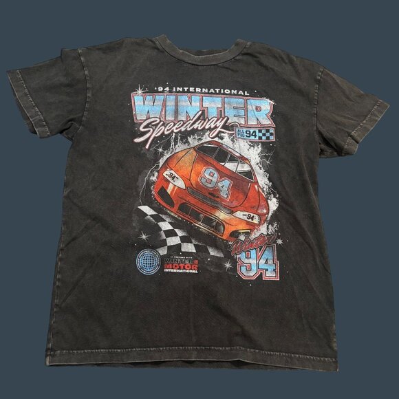 Abercrombie & Fitch Winter Speedway Graphic T-Shirt L Black Short Sleeve - Picture 1 of 5